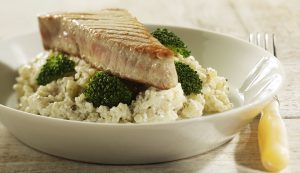 Romige risotto met gegrilde tonijn
